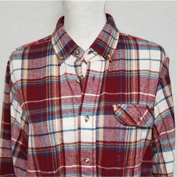 VINTAGE 1980s Levi's Red Soft Flannel Button Down Western Hipster Oxford Shirt - Picture 7 of 15